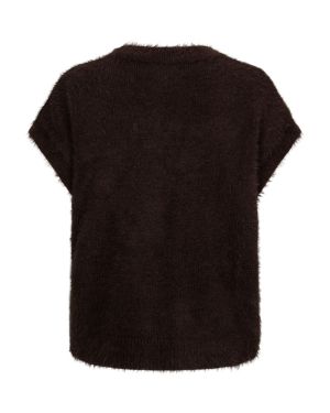 Sleeveless fuzzy espresso